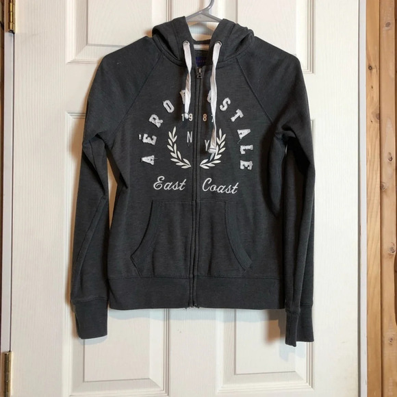 Aeropostale Grey Hoodie Zip Up Size XS - Picture 1 of 5
